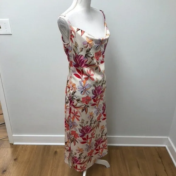 Tolani Satin Midi Sundress Womens Medium Tropical Floral Summer Going Out - Picture 8 of 14
